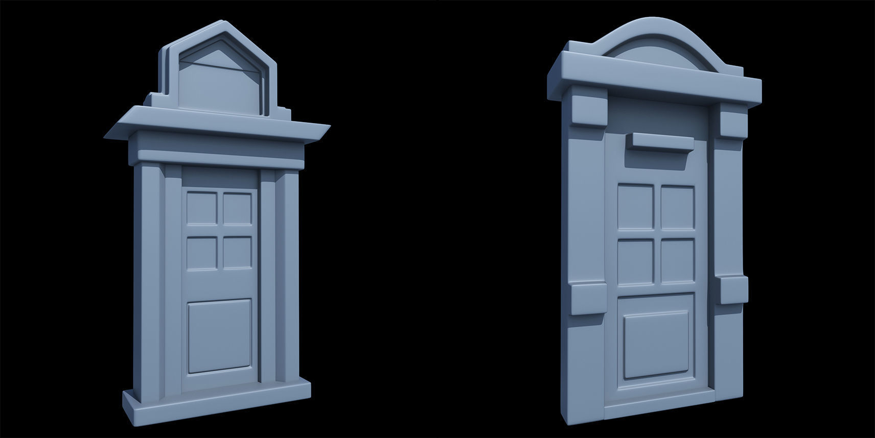 60 Stylized Door Base Mesh pack Low-poly 3D model_24
