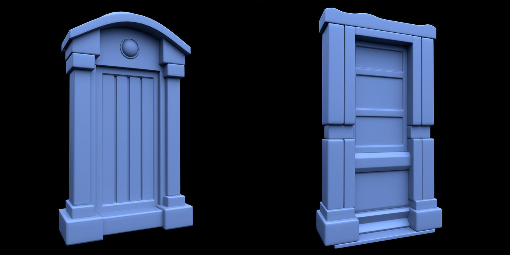 60 Stylized Door Base Mesh pack Low-poly 3D model_10