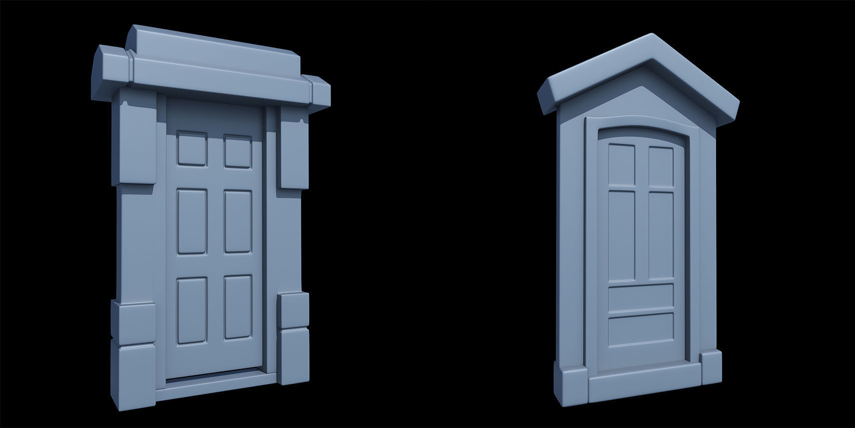 60 Stylized Door Base Mesh pack Low-poly 3D model_22