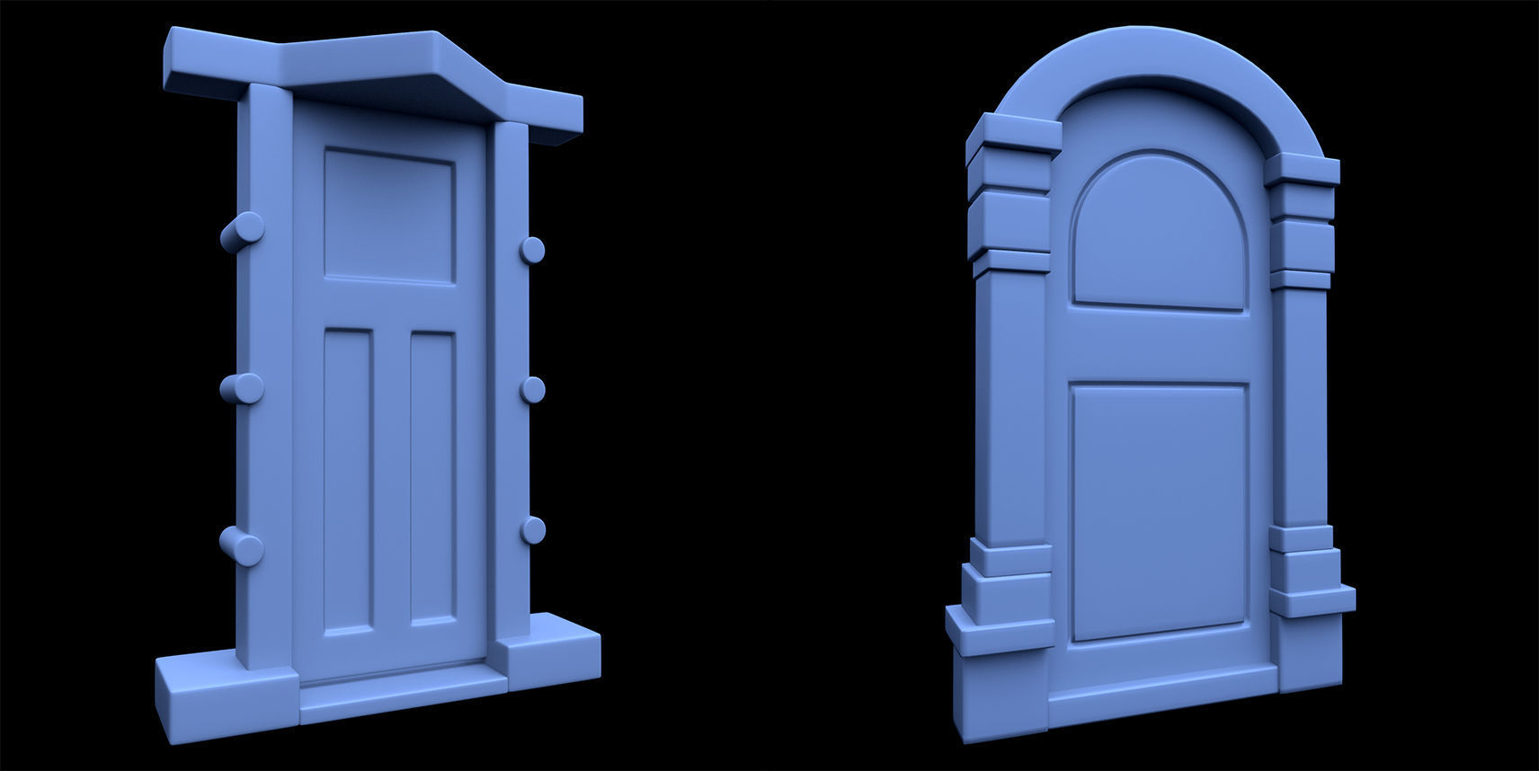 60 Stylized Door Base Mesh pack Low-poly 3D model_14