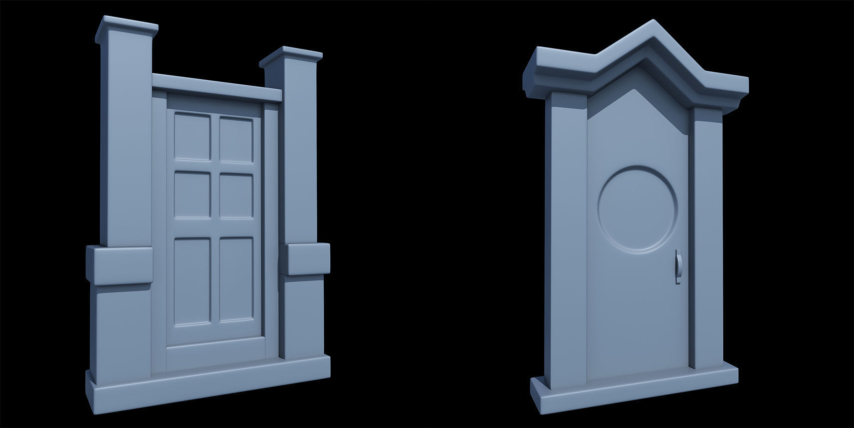 60 Stylized Door Base Mesh pack Low-poly 3D model_28