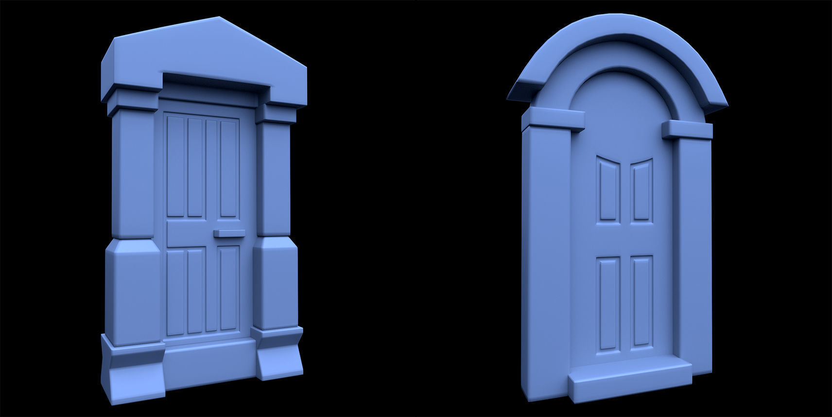 60 Stylized Door Base Mesh pack Low-poly 3D model_11