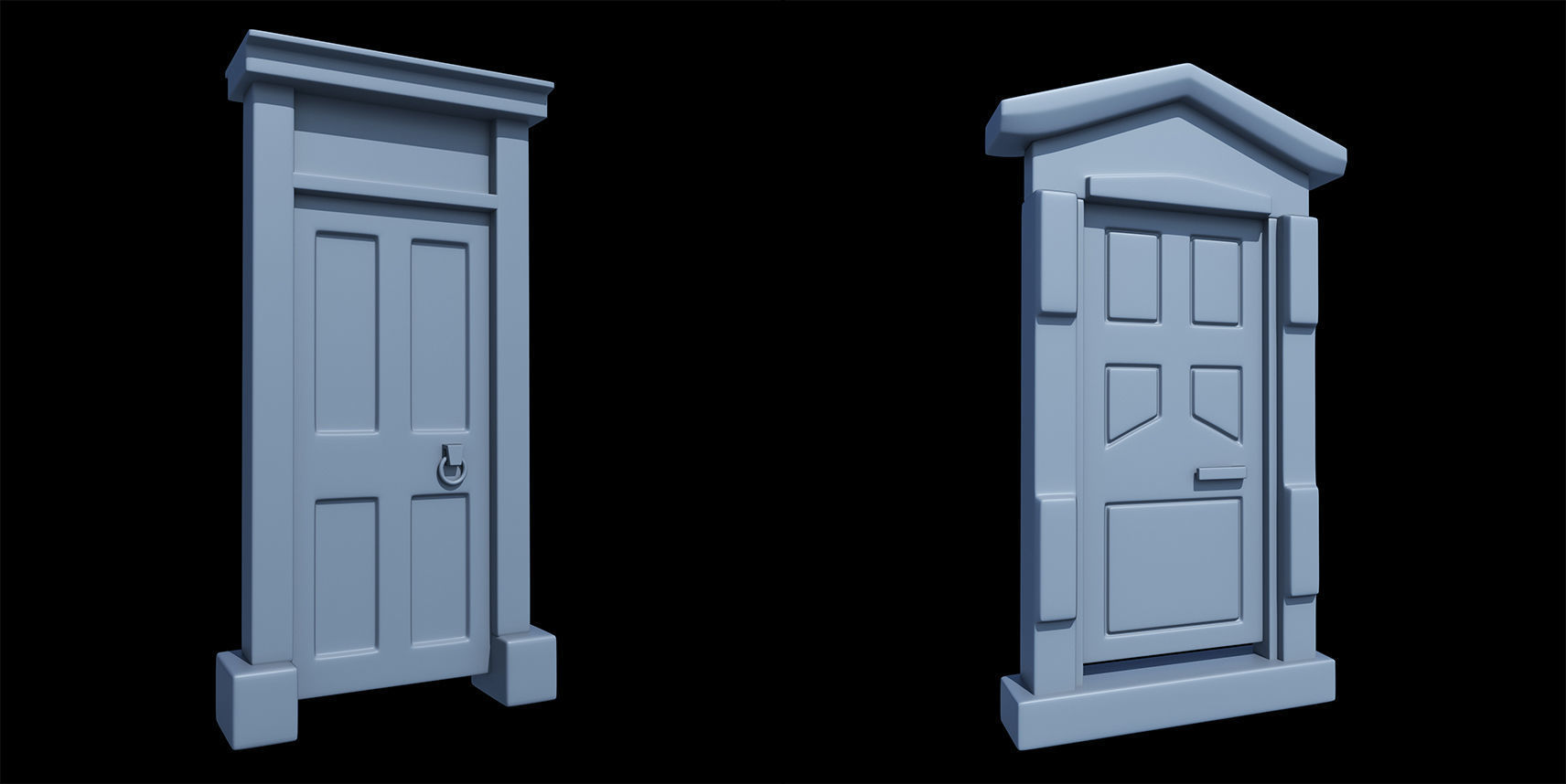 60 Stylized Door Base Mesh pack Low-poly 3D model_21