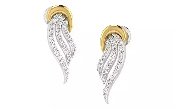 Light Weight Gold Diamond Earring  -earr24