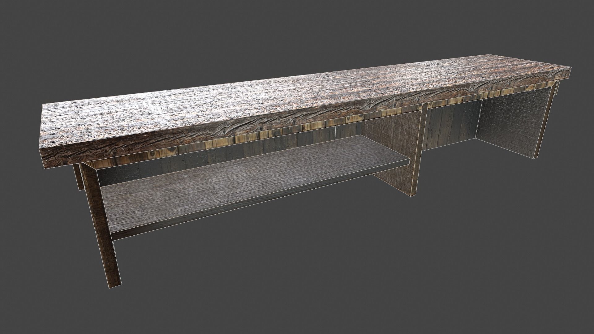Old Bar Counter game asset Low-poly 3D model_5