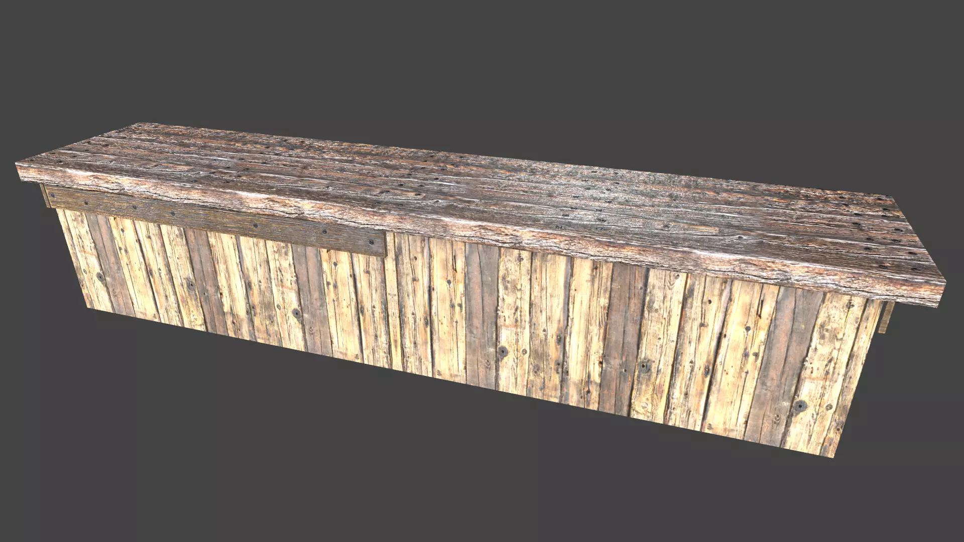 Old Bar Counter game asset Low-poly 3D model_0