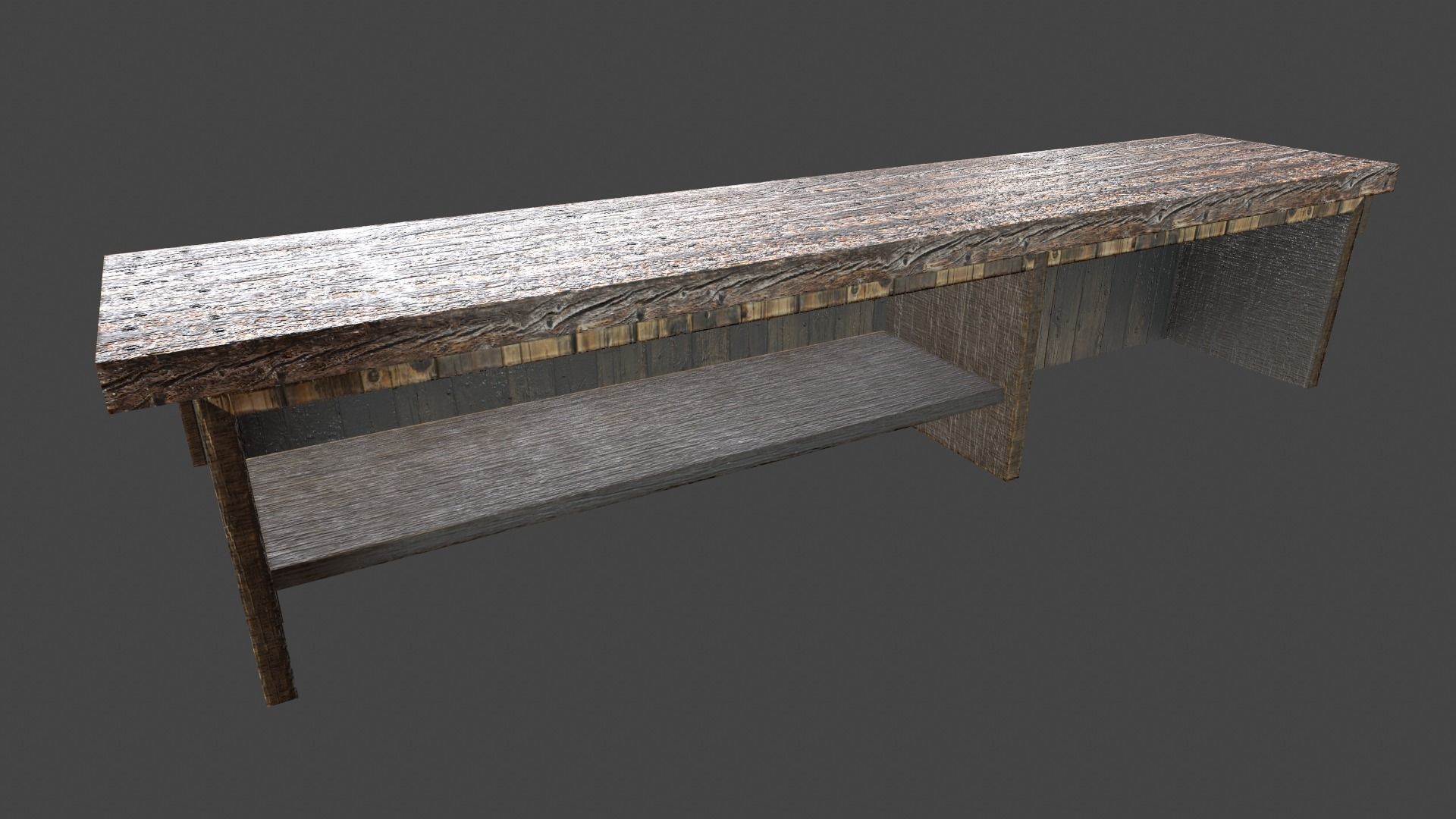 Old Bar Counter game asset Low-poly 3D model_4