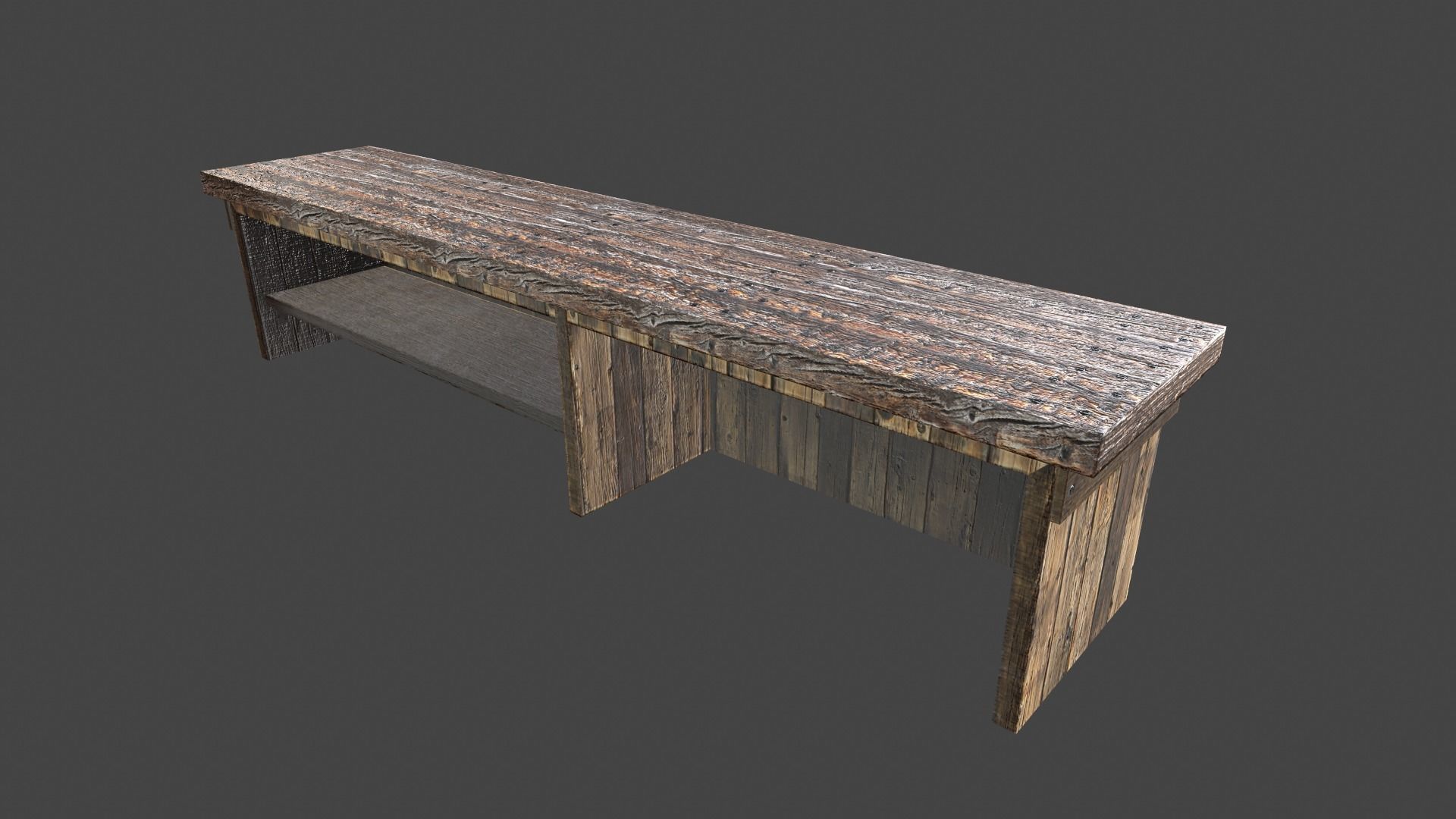 Old Bar Counter game asset Low-poly 3D model_7