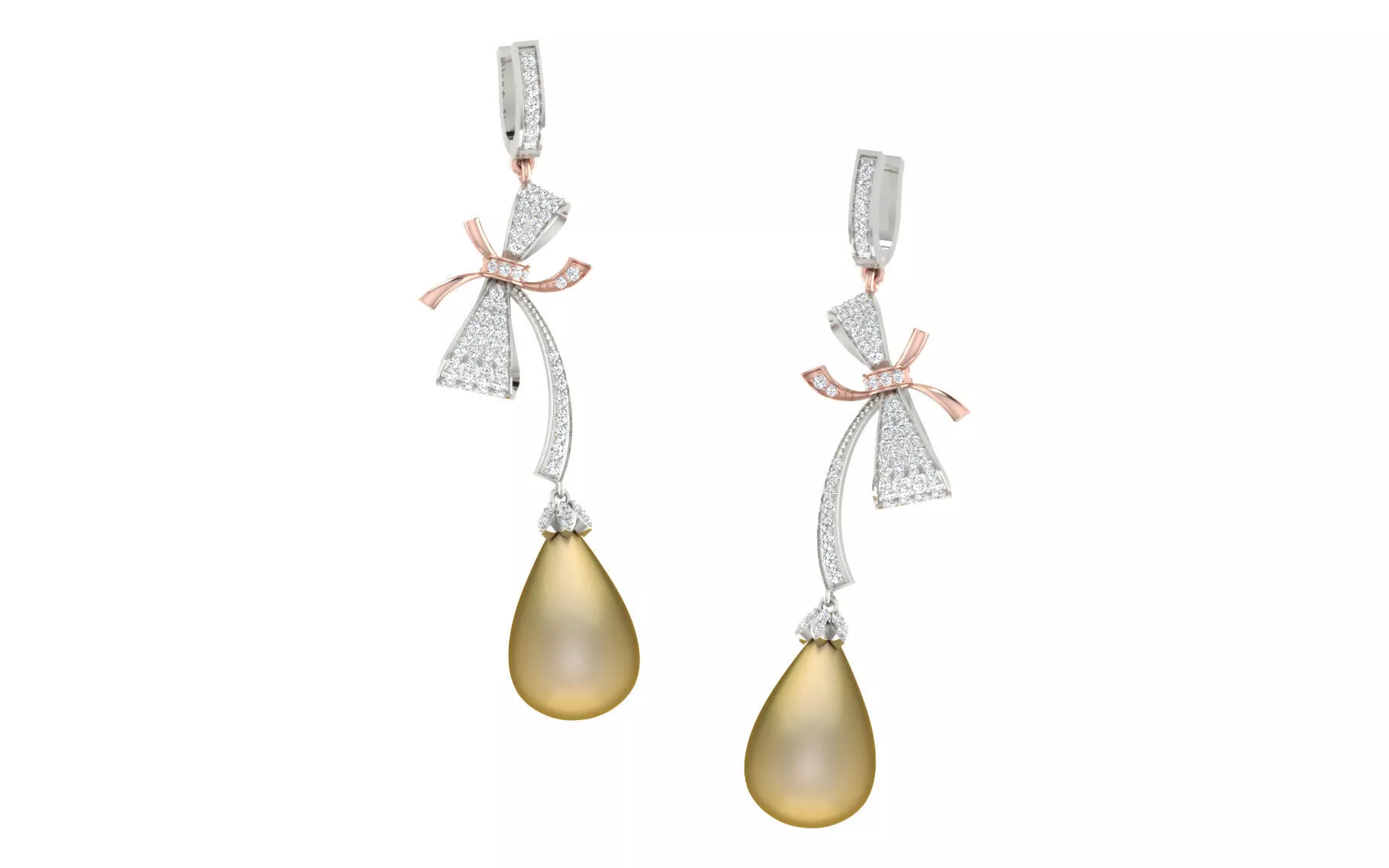 Light Weight Gold Diamond Earring -earr27 3D print model