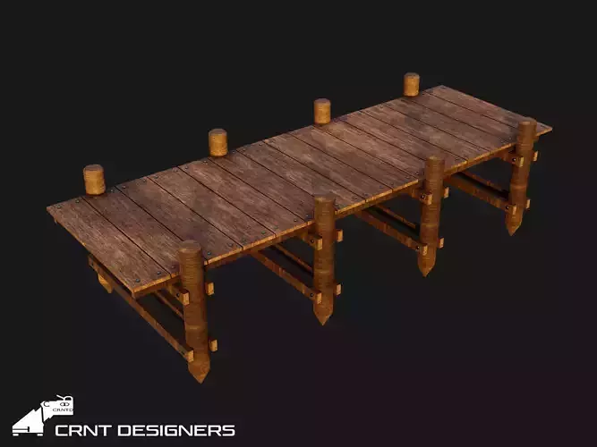 Wooden Bridge Low-poly 3D model