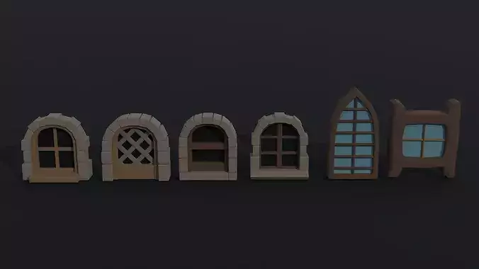 Cartoon fantasy windows Polygonal Style
