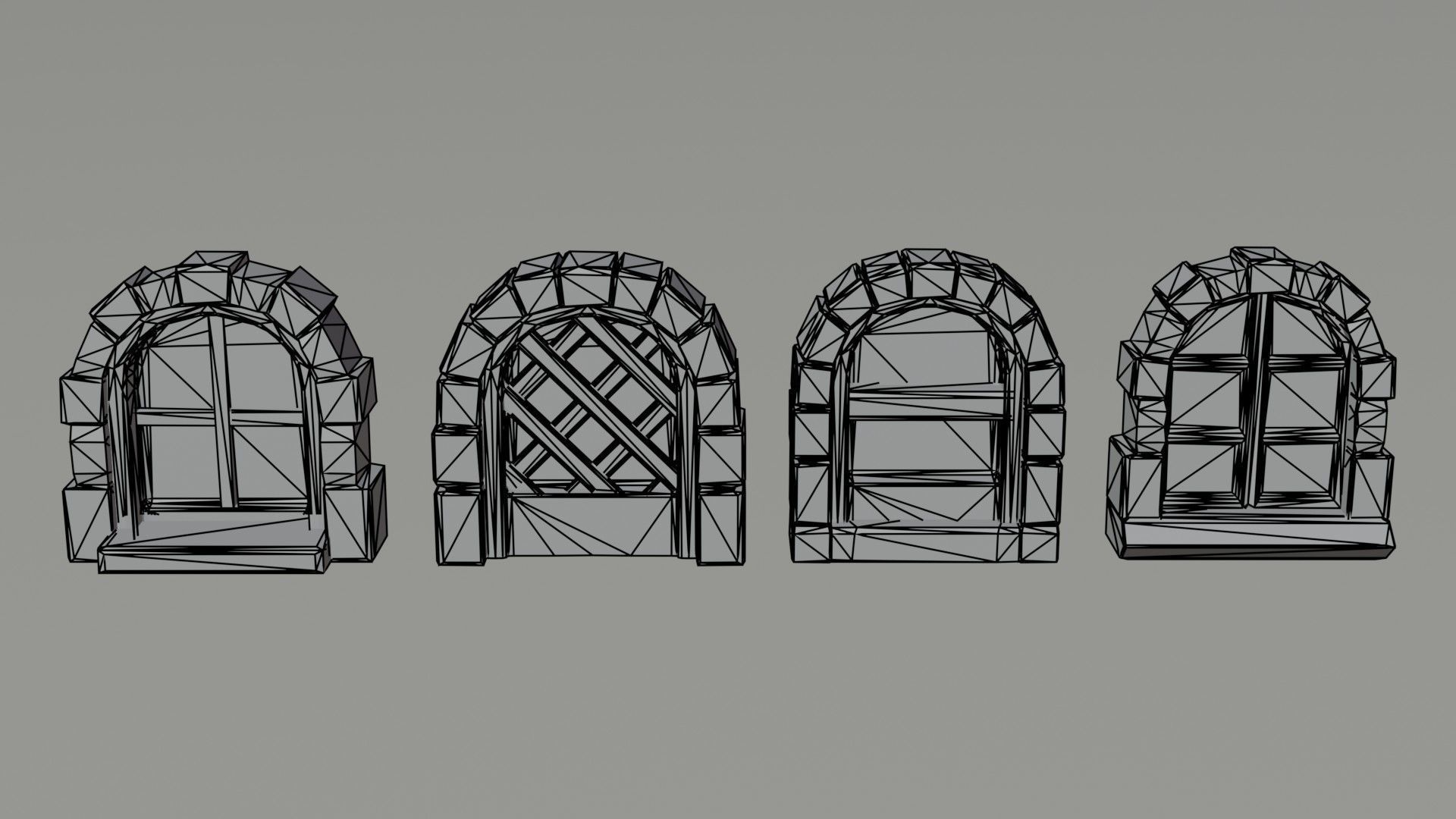 Cartoon fantasy windows Polygonal Style Low-poly 3D model_5