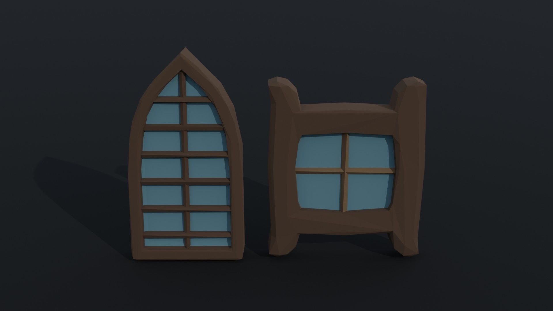 Cartoon fantasy windows Polygonal Style Low-poly 3D model_4