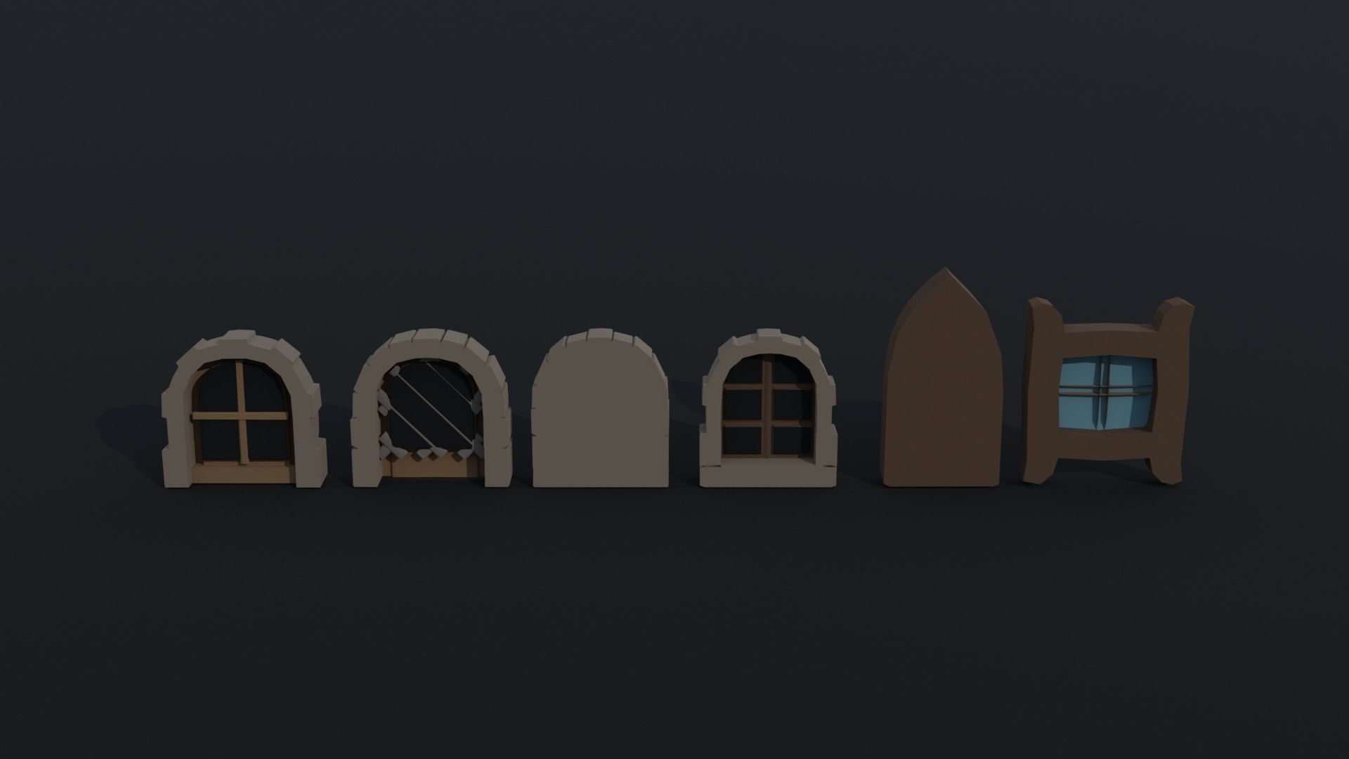 Cartoon fantasy windows Polygonal Style Low-poly 3D model_2