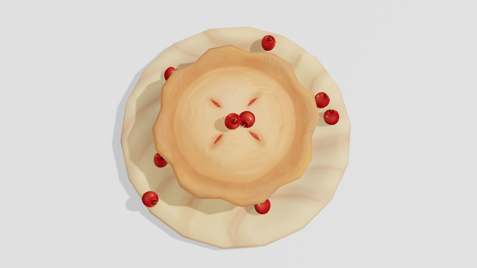 Cherry Pie - Hand Painted 3D model_2