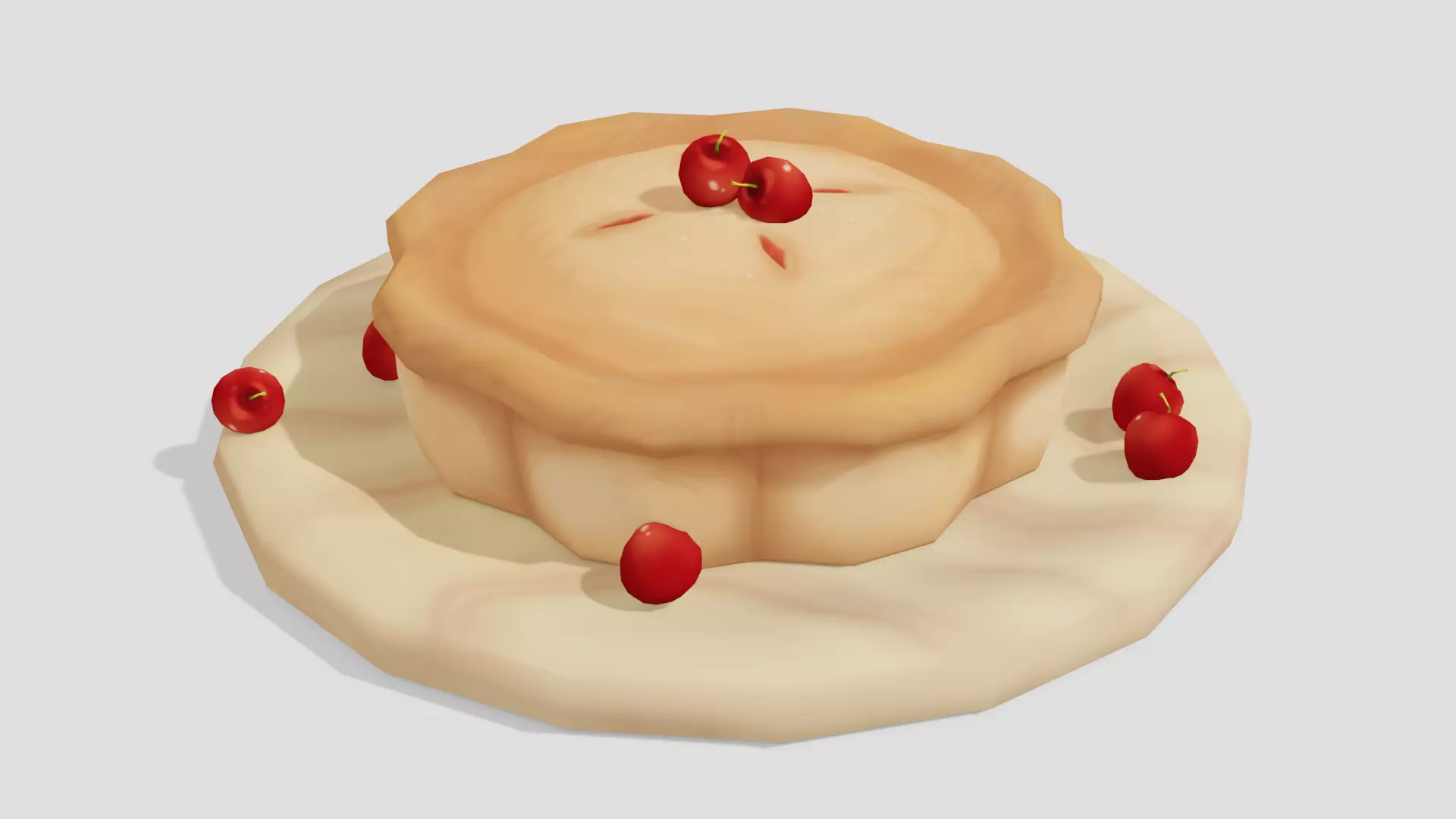 Cherry Pie - Hand Painted 3D model_0