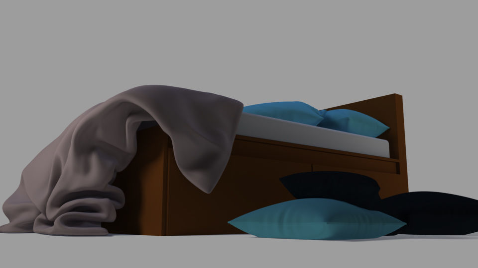 single bed and Pillows 3D print model_10