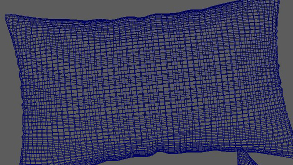 single bed and Pillows 3D print model_4