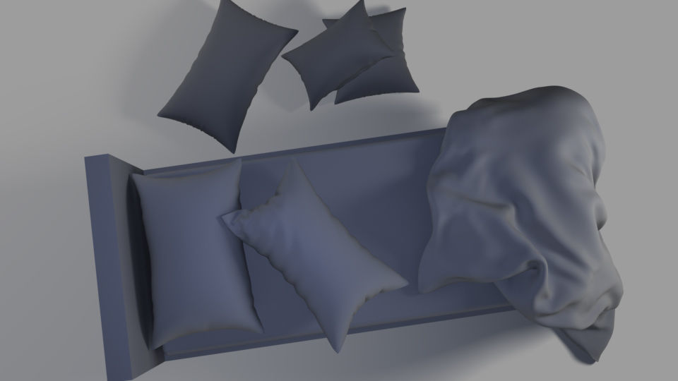 single bed and Pillows 3D print model_17