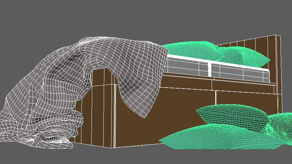 single bed and Pillows 3D print model_12