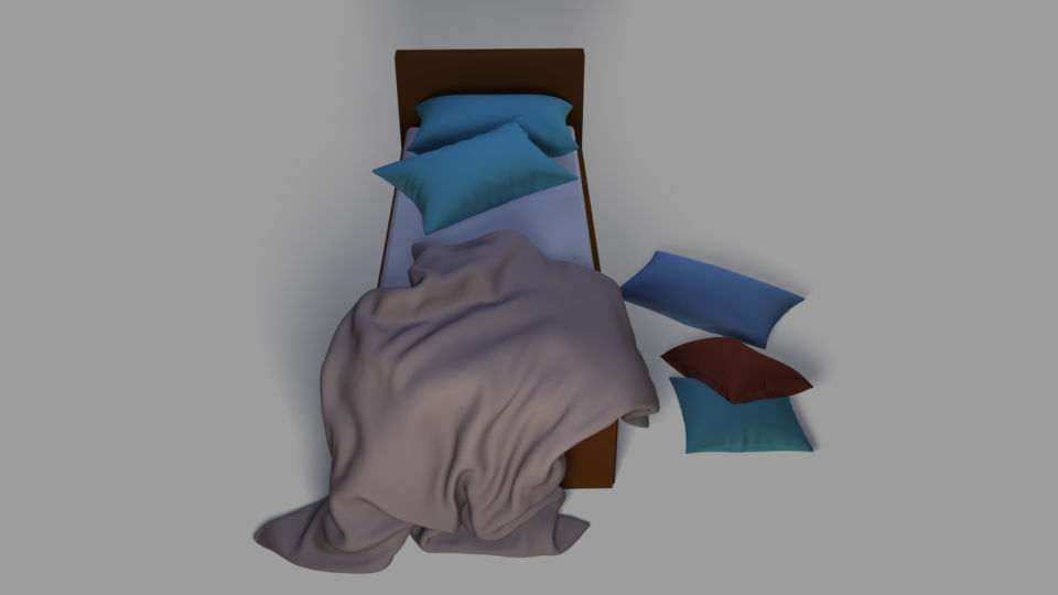 single bed and Pillows 3D print model_19