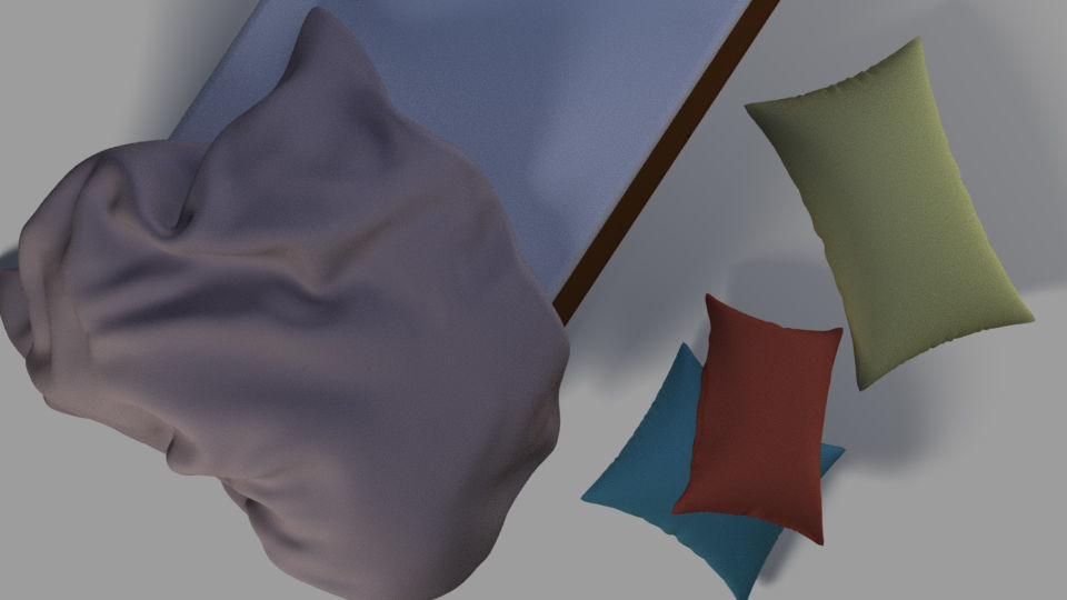 single bed and Pillows 3D print model_8