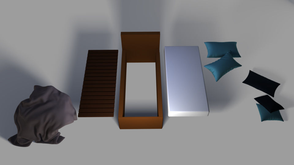 single bed and Pillows 3D print model_16