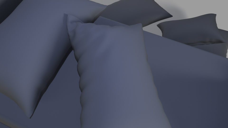 single bed and Pillows 3D print model_5