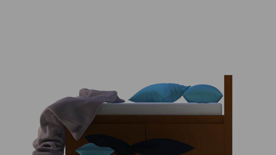 single bed and Pillows 3D print model_6