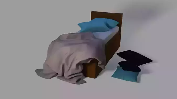 single bed and Pillows 3D print model