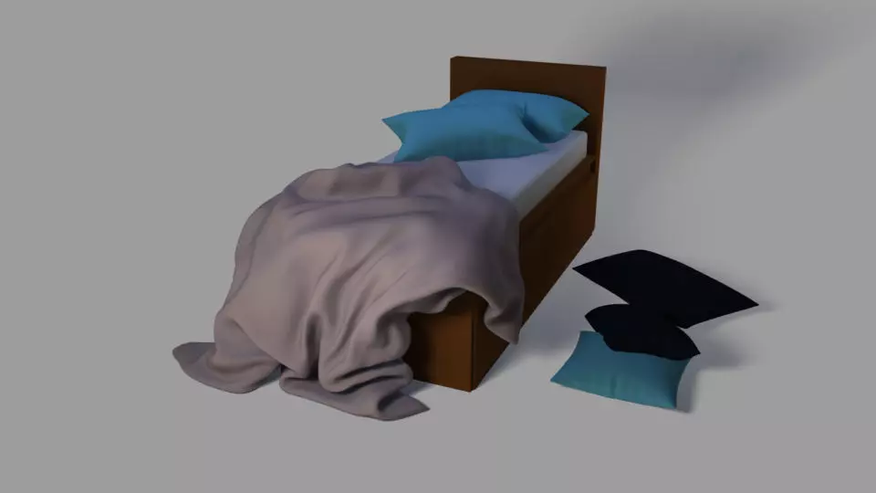 single bed and Pillows 3D print model_0