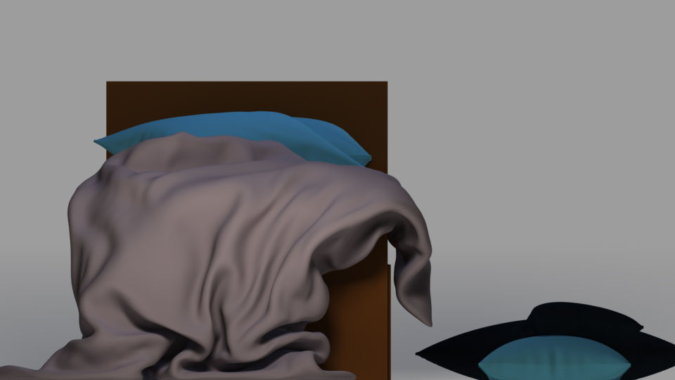 single bed and Pillows 3D print model_2