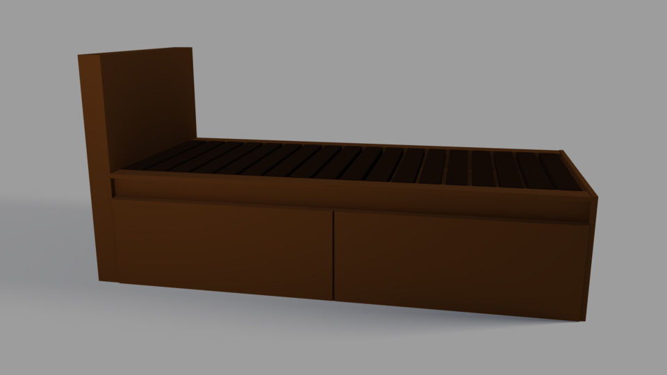 single bed and Pillows 3D print model_18