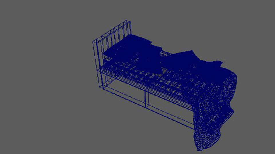 single bed and Pillows 3D print model_9