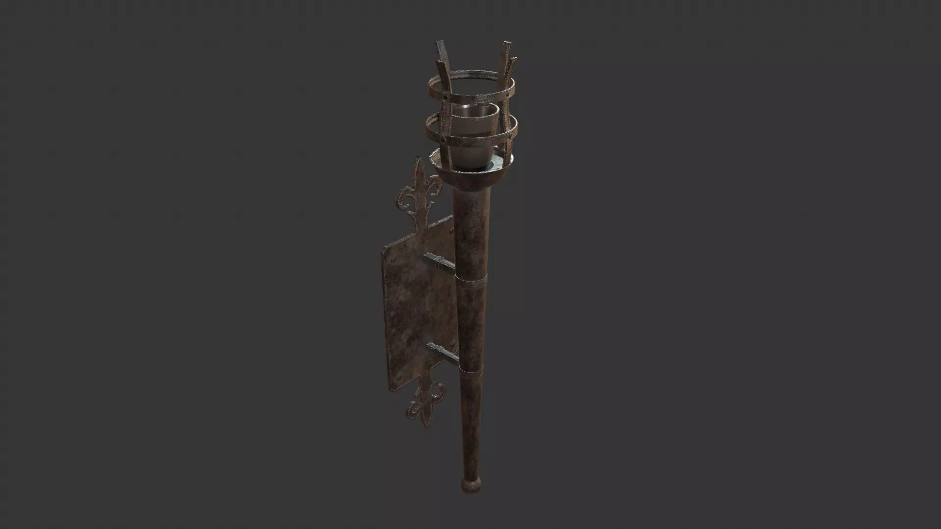 Medieval Torch Game Asset Low-poly 3D model