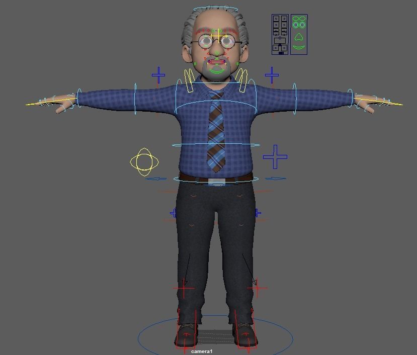 Robert Cartoon man rigged Maya 3D model_15