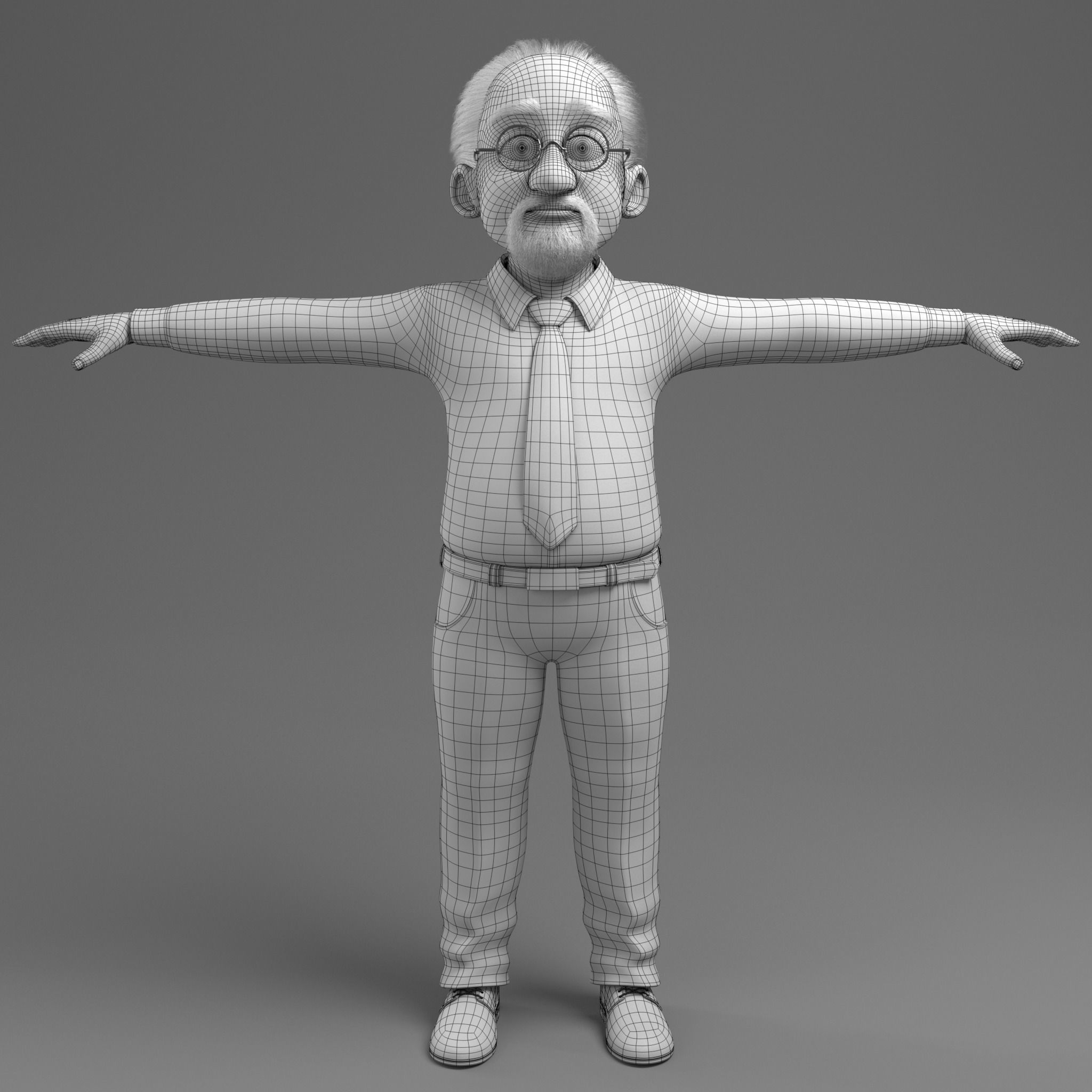 Robert Cartoon man rigged Maya 3D model_4