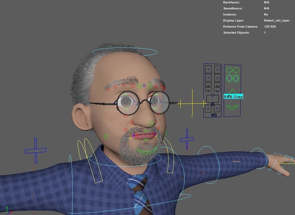 Robert Cartoon man rigged Maya 3D model_17