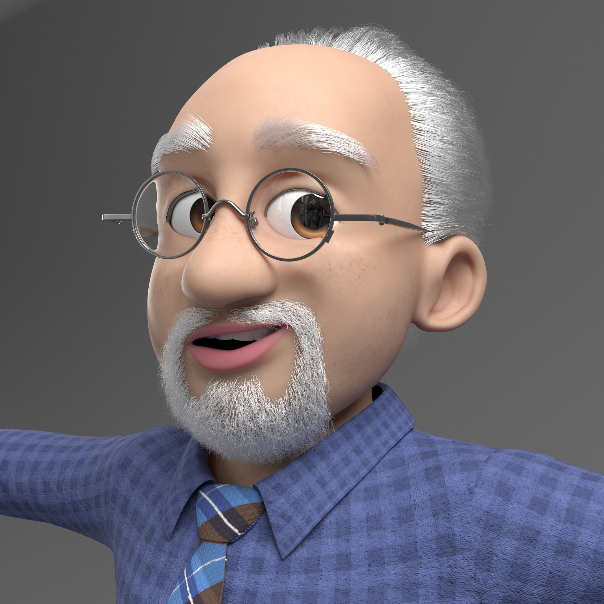 Robert Cartoon man rigged Maya 3D model_9
