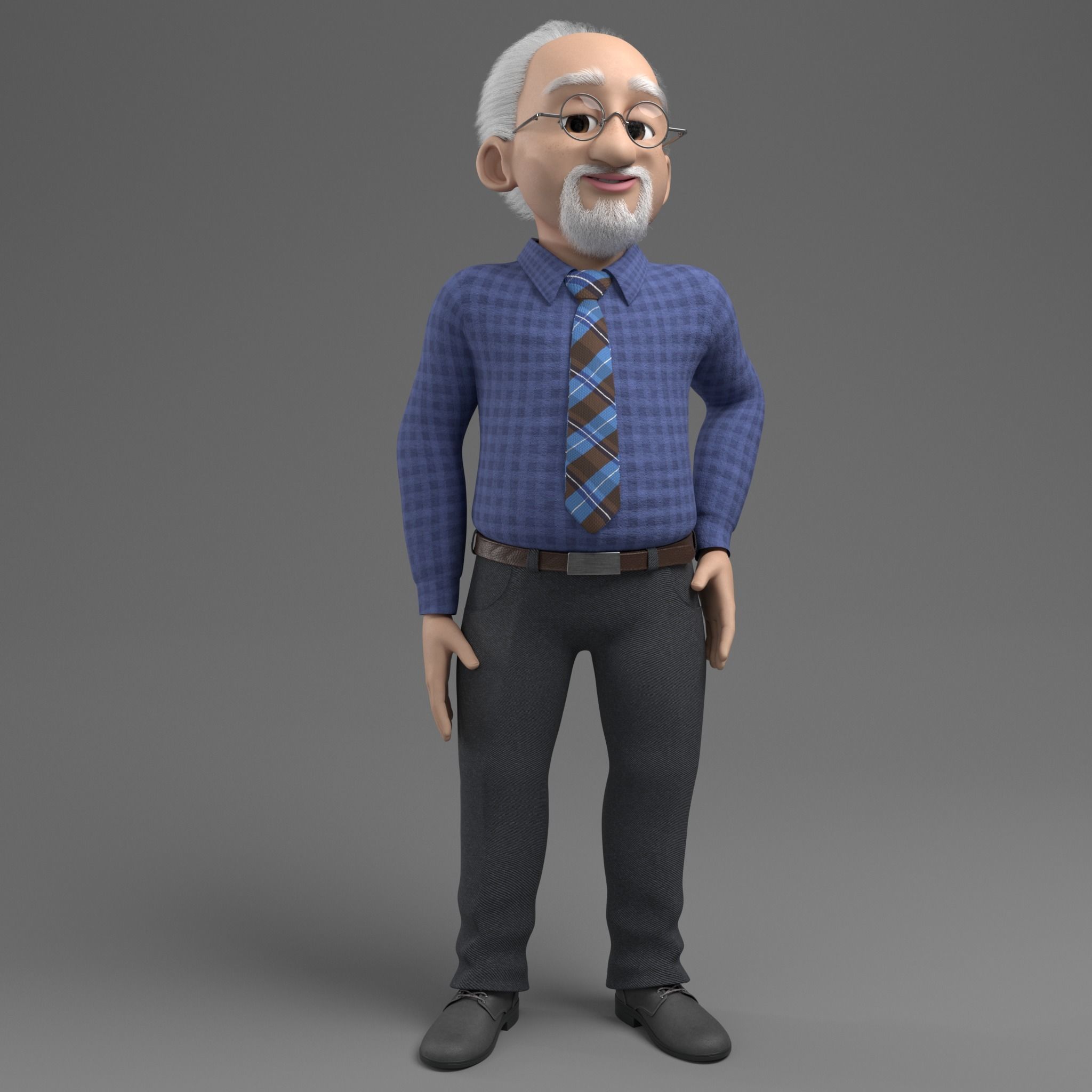 Robert Cartoon man rigged Maya 3D model_2