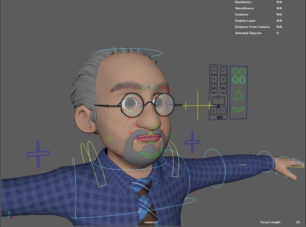 Robert Cartoon man rigged Maya 3D model_16