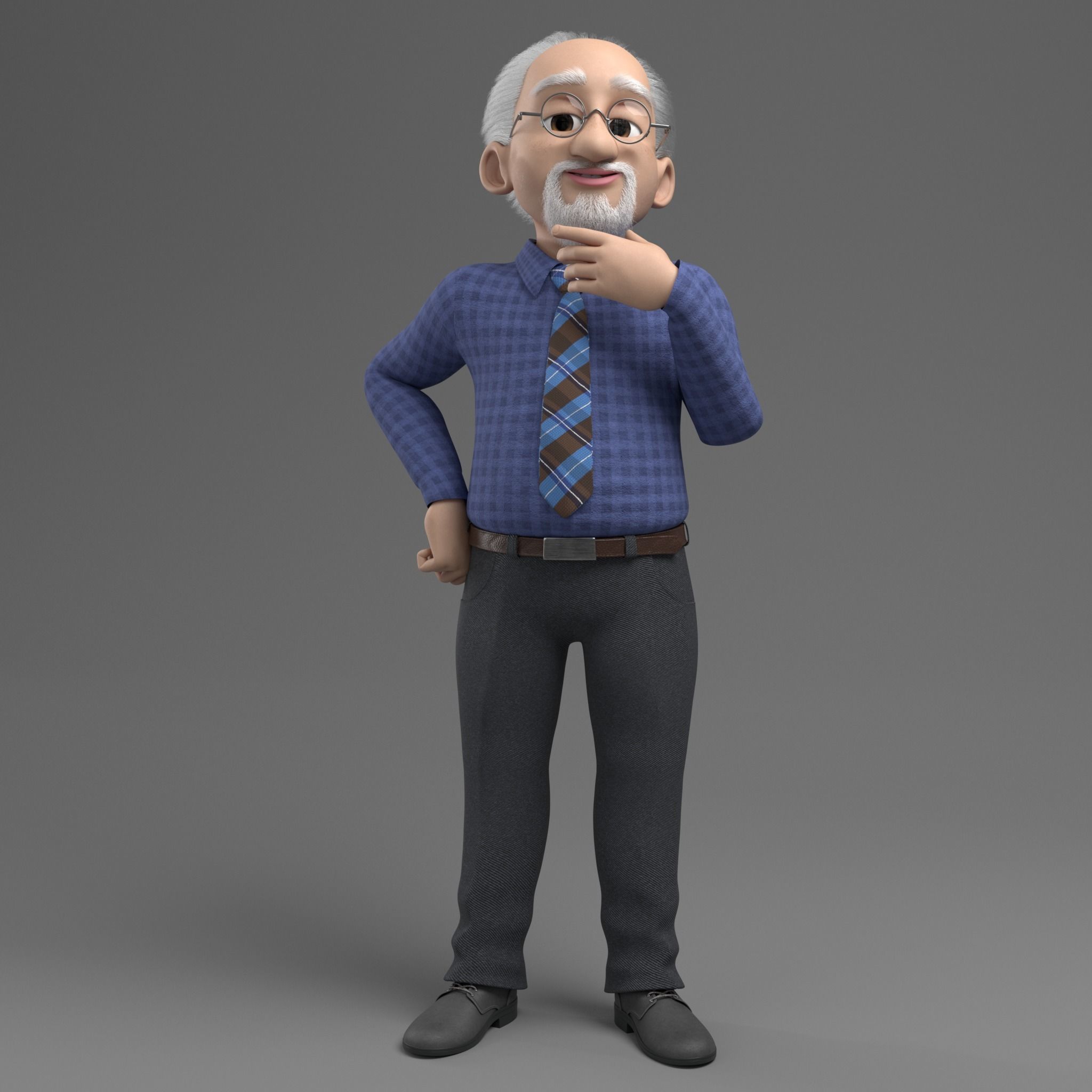 Robert Cartoon man rigged Maya 3D model_1