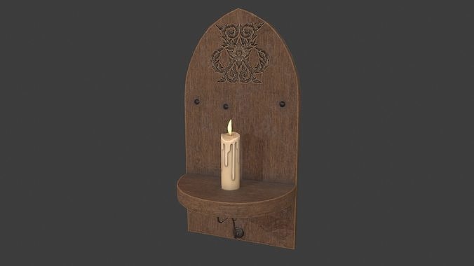 Medieval Wall Candle Holder  Low-poly 3D model