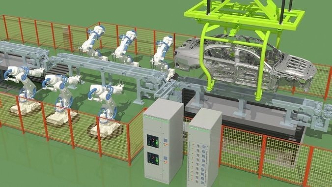 Car production line 3D model