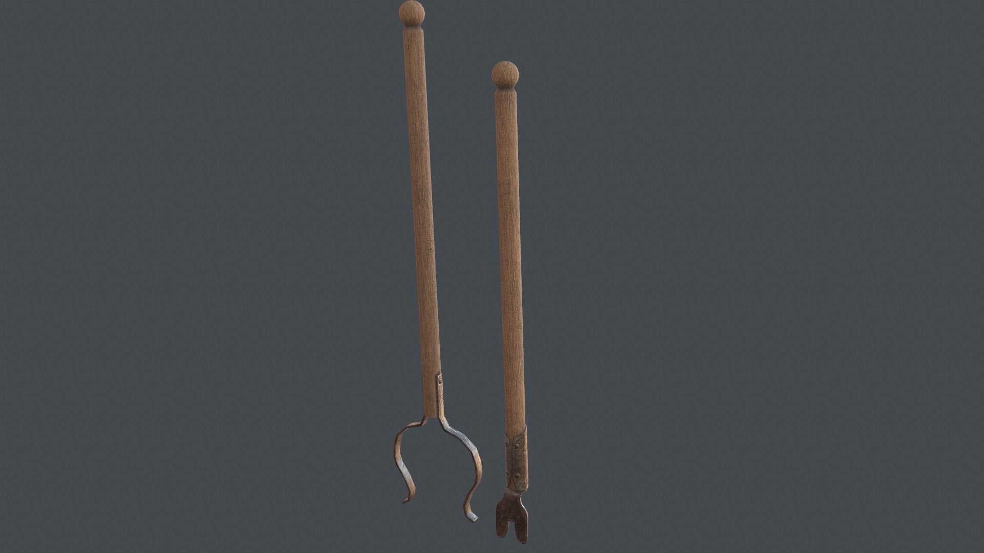 Medieval Fireplace Tool Set Low-poly 3D model_3