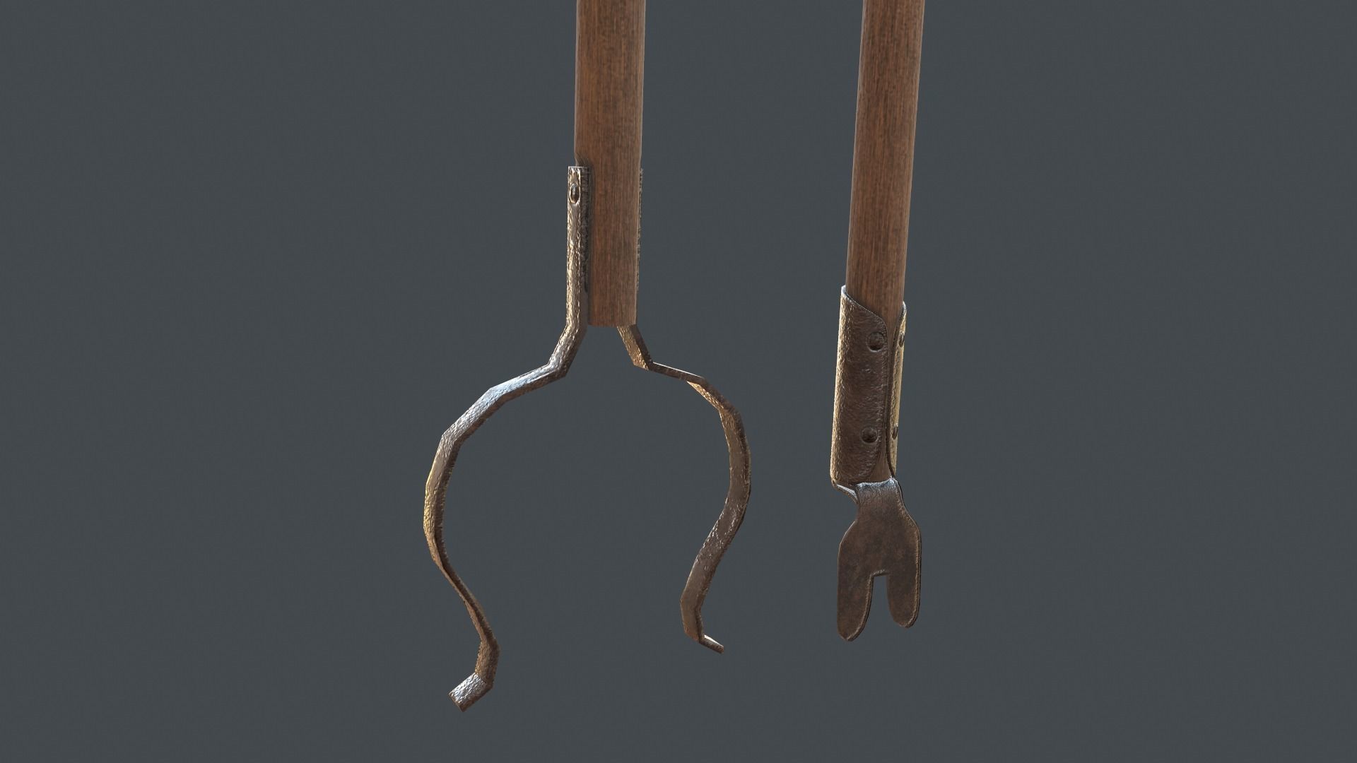 Medieval Fireplace Tool Set Low-poly 3D model_7