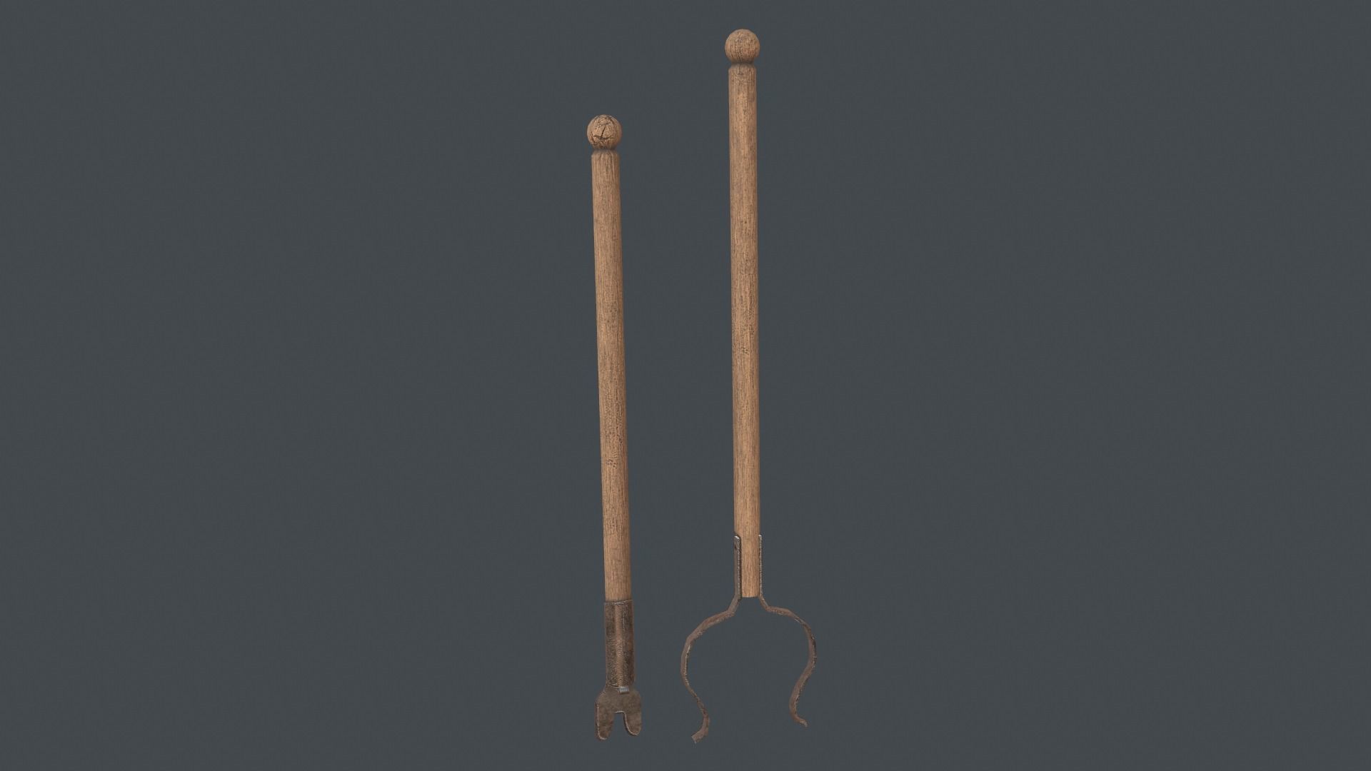 Medieval Fireplace Tool Set Low-poly 3D model_4