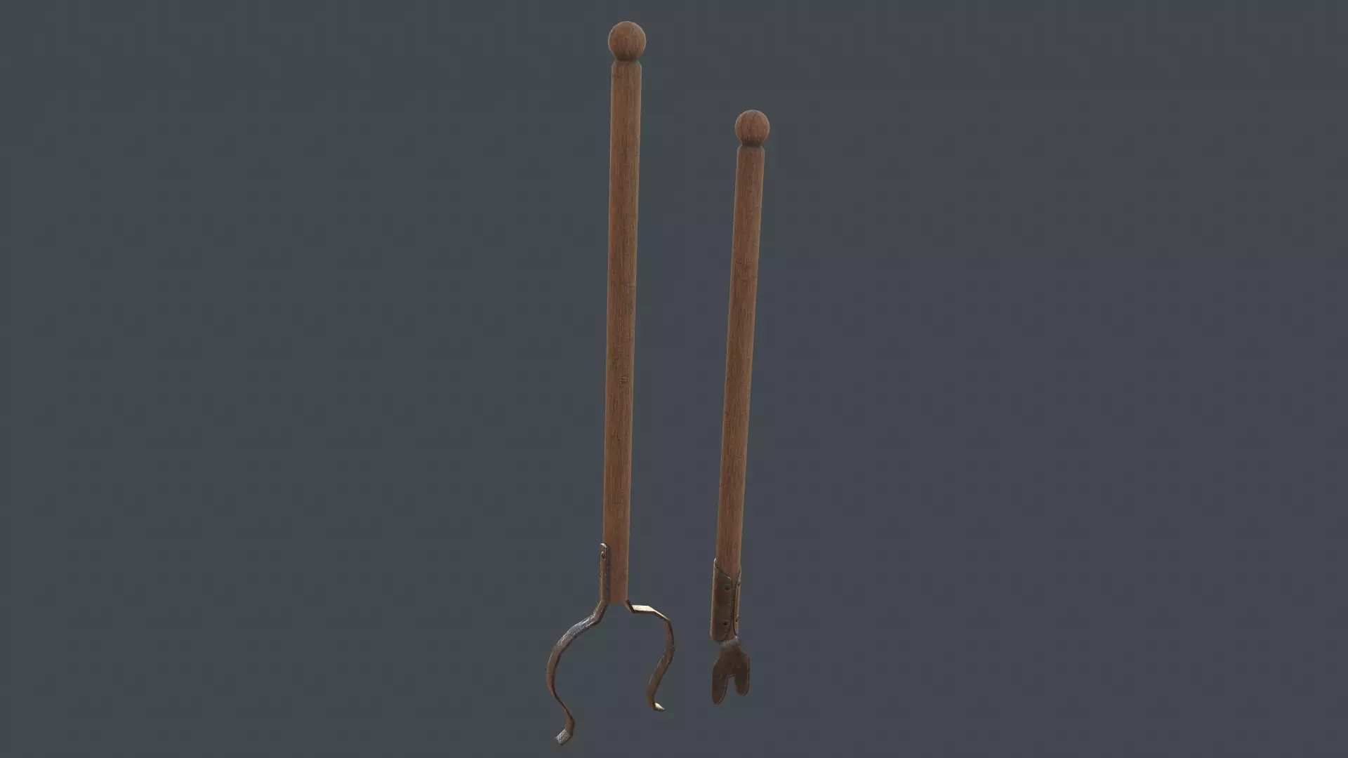 Medieval Fireplace Tool Set Low-poly 3D model_0