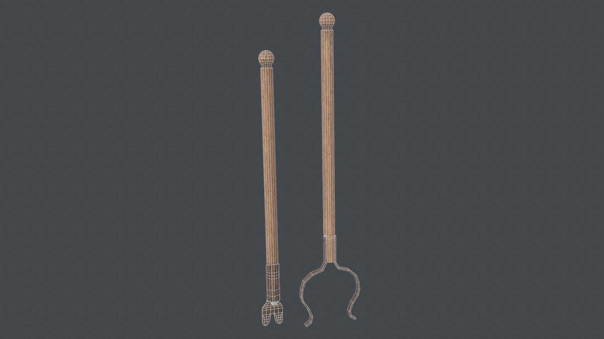 Medieval Fireplace Tool Set Low-poly 3D model_5