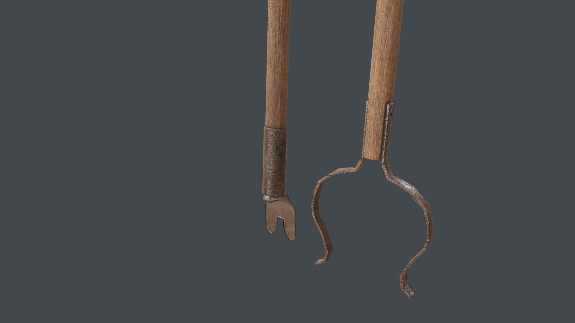 Medieval Fireplace Tool Set Low-poly 3D model_6